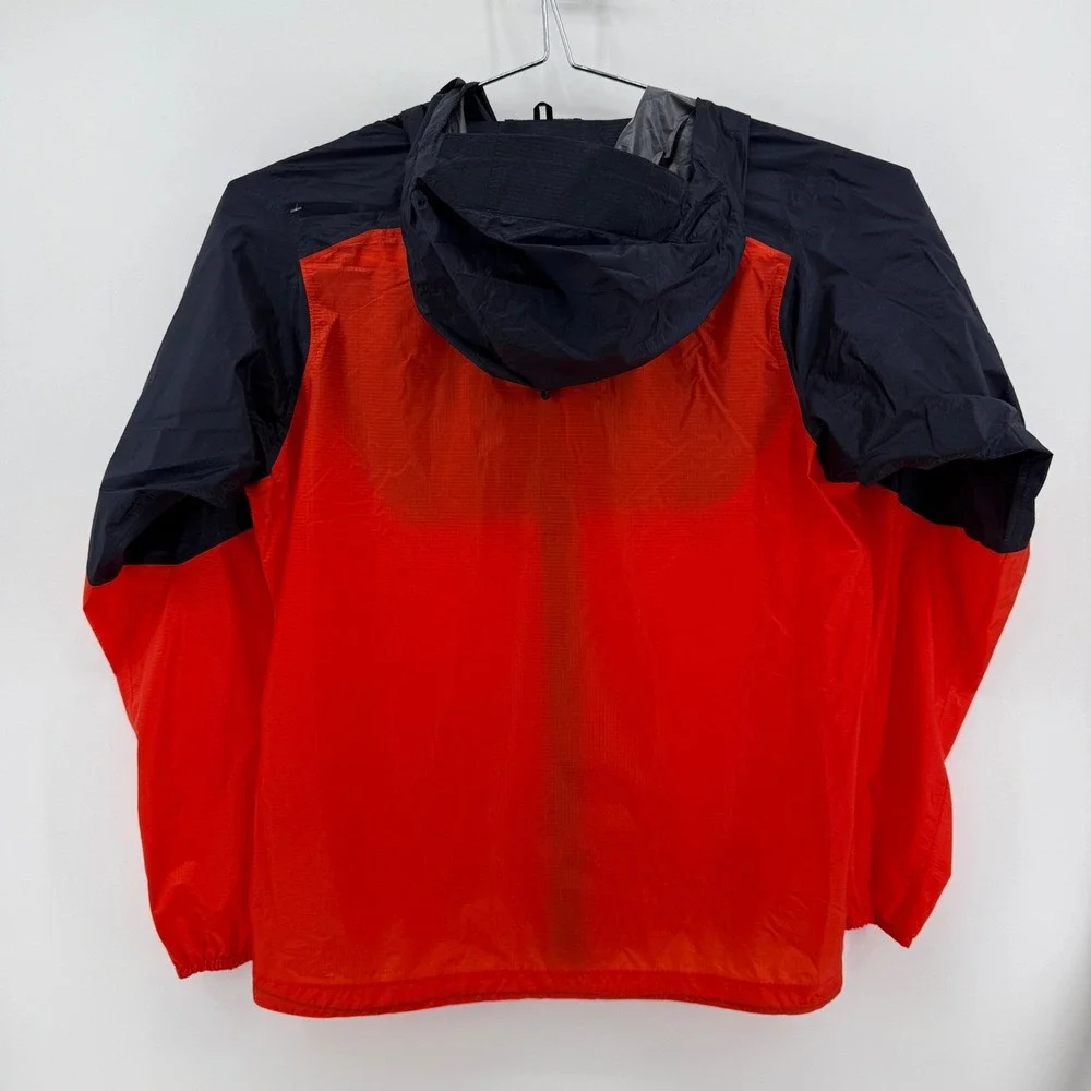 Patagonia Houdini Jacket Mens M Red Black Hooded Lightweight Nylon